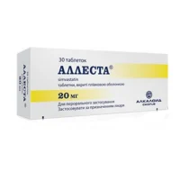 Allesta (simvastatin) tablets 20 mg. #30