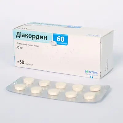 Diacordin (diltiazem) tablets 60 mg. #50