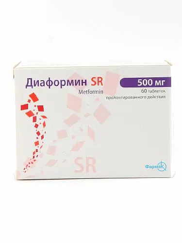 Diaformin SR (metformin) tablets 500 mg. #60