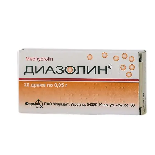 Diazolin (mebhydrolin) granules 9 g.