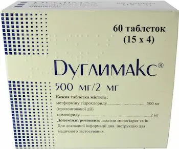 Duglimax (metformin hydrochloride) tablets 500 mg/2 mg. #60