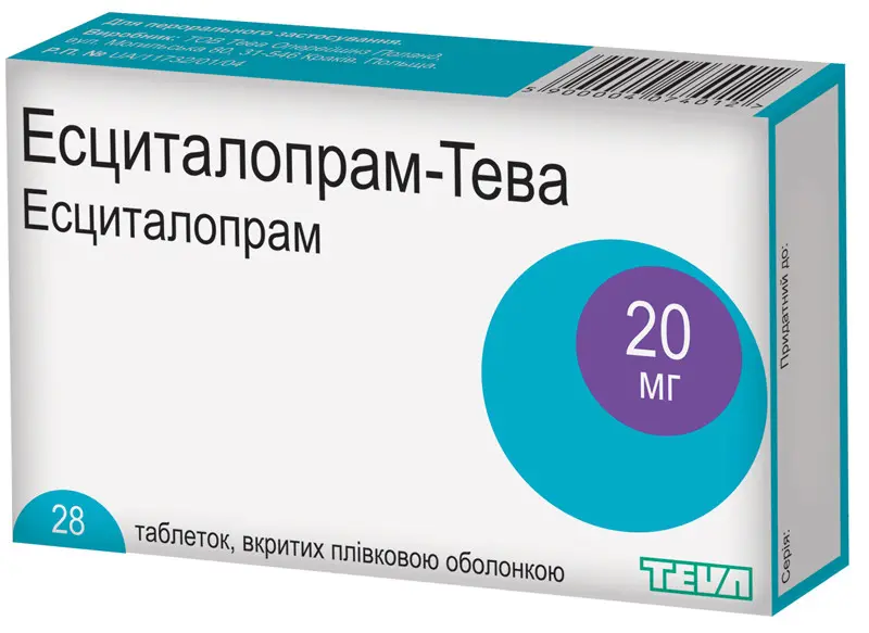 Escitalopram-TEVA (escitalopram) tablets 20 mg. #28