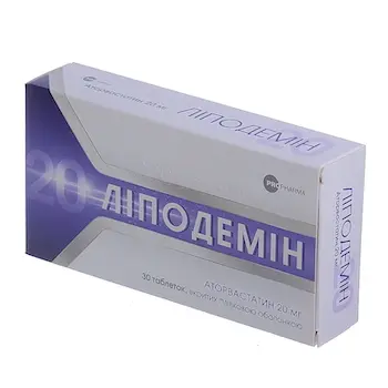 Lipodemin 20 (atorvastatin) tablets 20 mg. #30