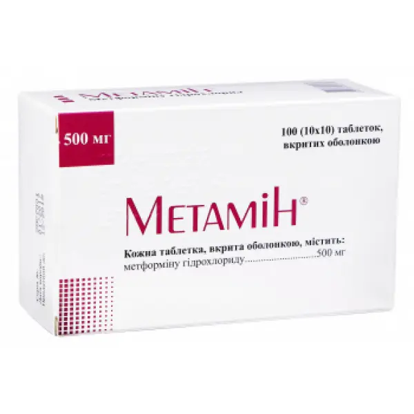 Metamin (metformin hydrochloride) tablets 500 mg. #100