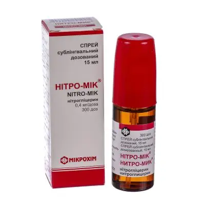 Nitro-Mik sublingual spray doz.0.4 mg/ doses 15 ml. (300 doses )