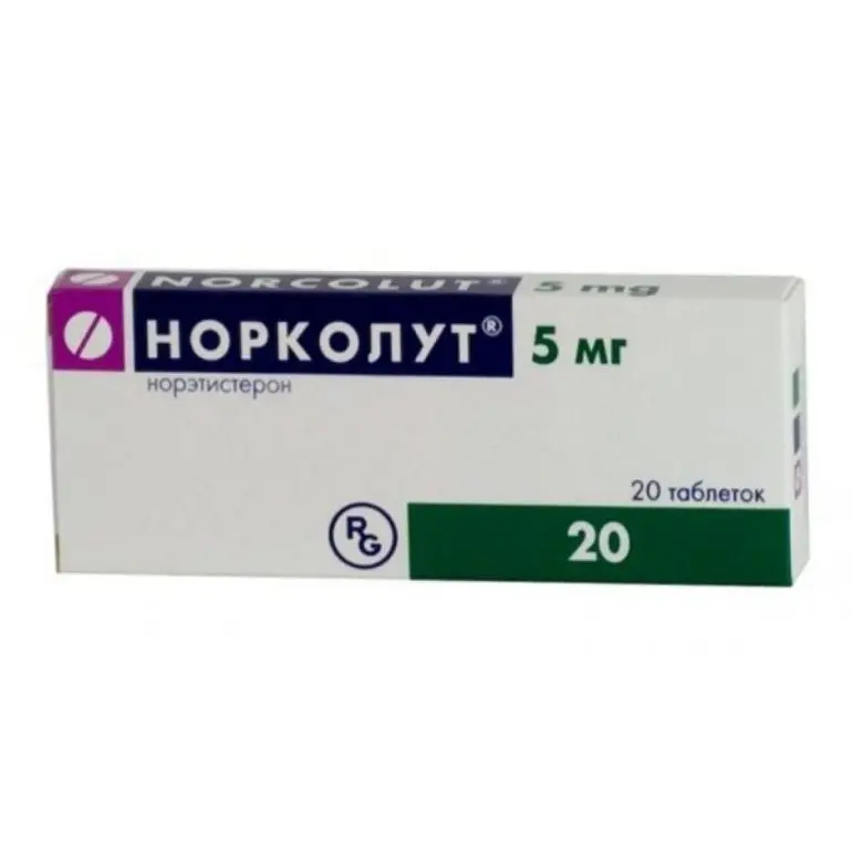 Norcolut (norethisterone) tablets 5 mg. #20
