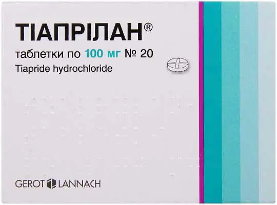 Tiaprilan (tiapride hydrochloride) tablets 100 mg. #20