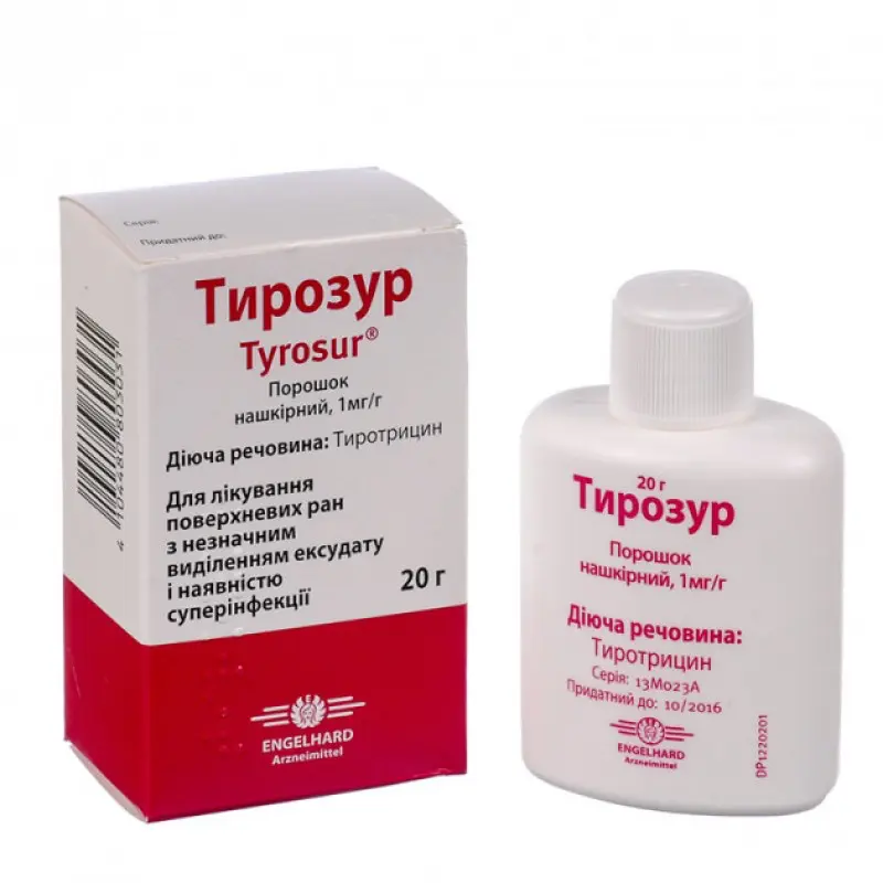 Tirozur (tyrothricin) gel 1 mg/g. 5 g