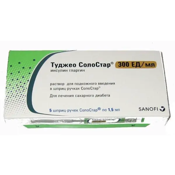 Tojeo SoloStar (insulin glargine) 300 IU/ml. 1.5 ml. #3 cart. syringe