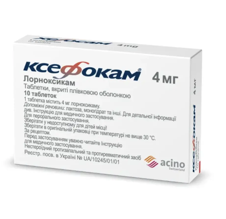 Ksefocam (lornoxicam) tablets 4 mg. #10